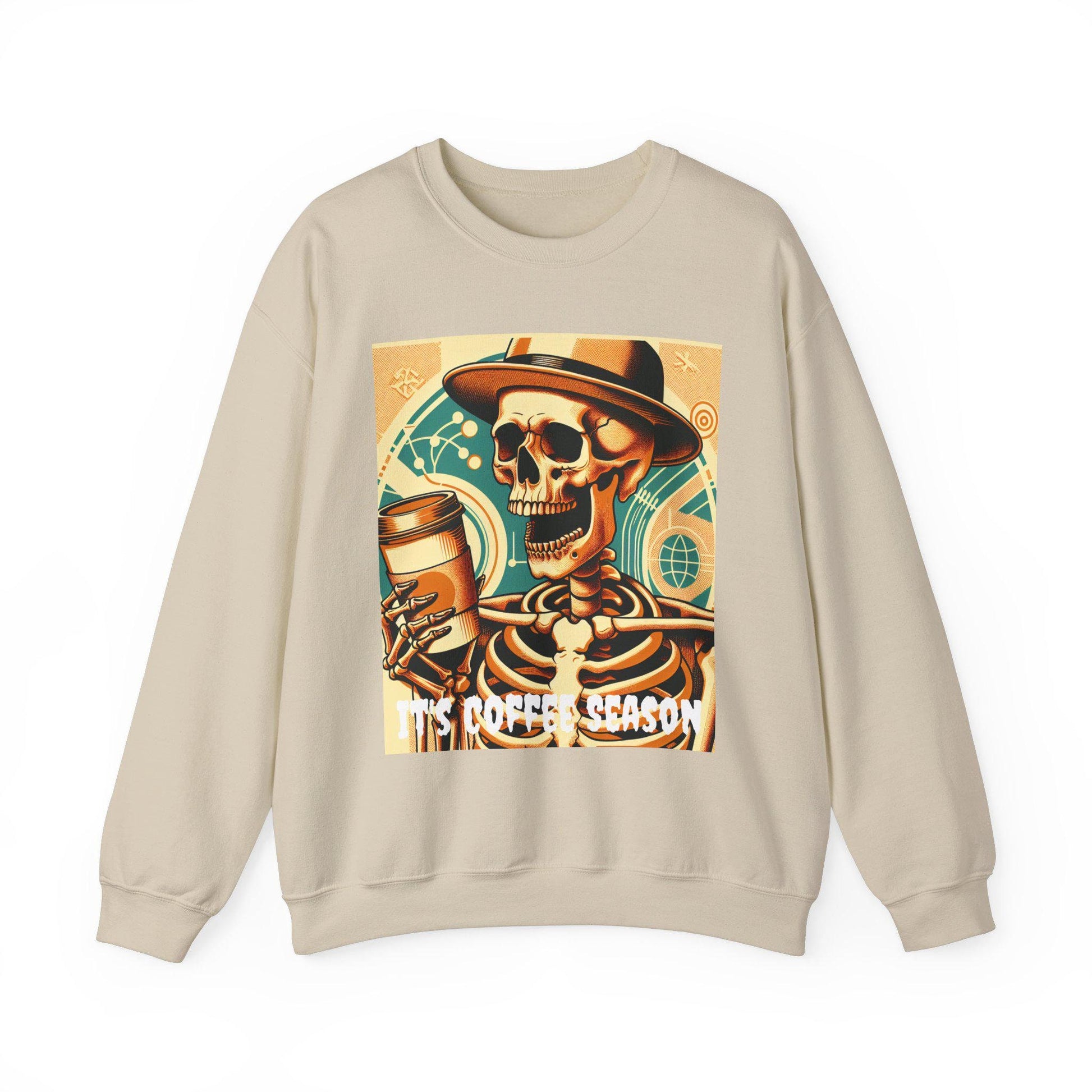 Skeleton Coffee Cup Sweatshirt, Halloween Skull Coffee Lover Pullover, Halloween Coffee Cup Sweatshirt, Spooky Coffee Cup Sweater, Halloween