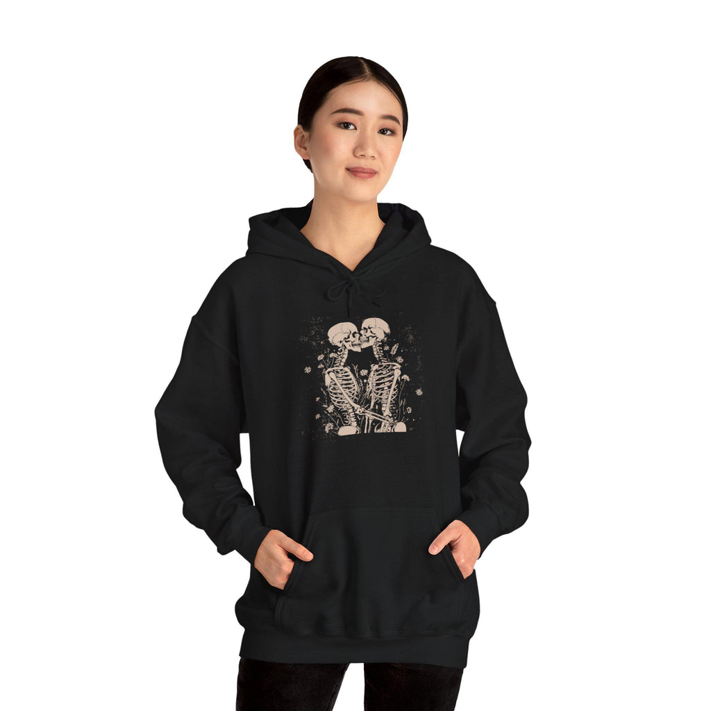 Skeleton Lovers Hoodie Sweatshirt, Funny Fall Couple Gift Shirt, Matching His and Hers Sweaters, Halloween Jumper, Spooky Skeleton