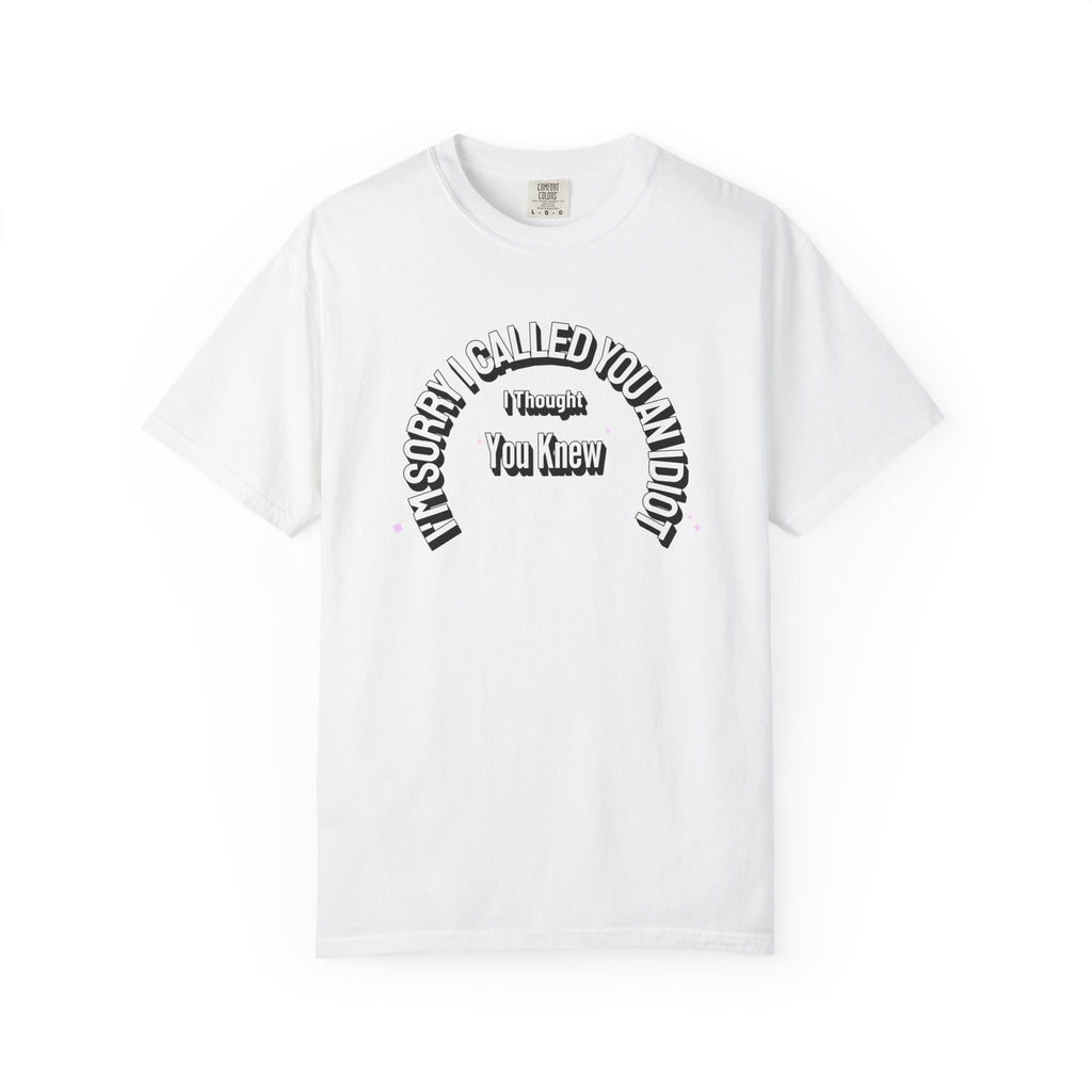 Funny Quirky T-Shirt "I'm Sorry I called you an Idiot I thought you Knew", Funny Quirky T-Shirt for Casual Days, Gifts for Friends, Birthday Humor Tee, Relaxed Fit Shirt, Unisex Graphic Tee