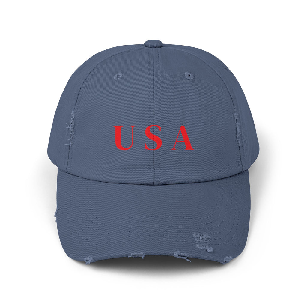Distressed USA Baseball Cap — Vintage Patriotic Dad Hat