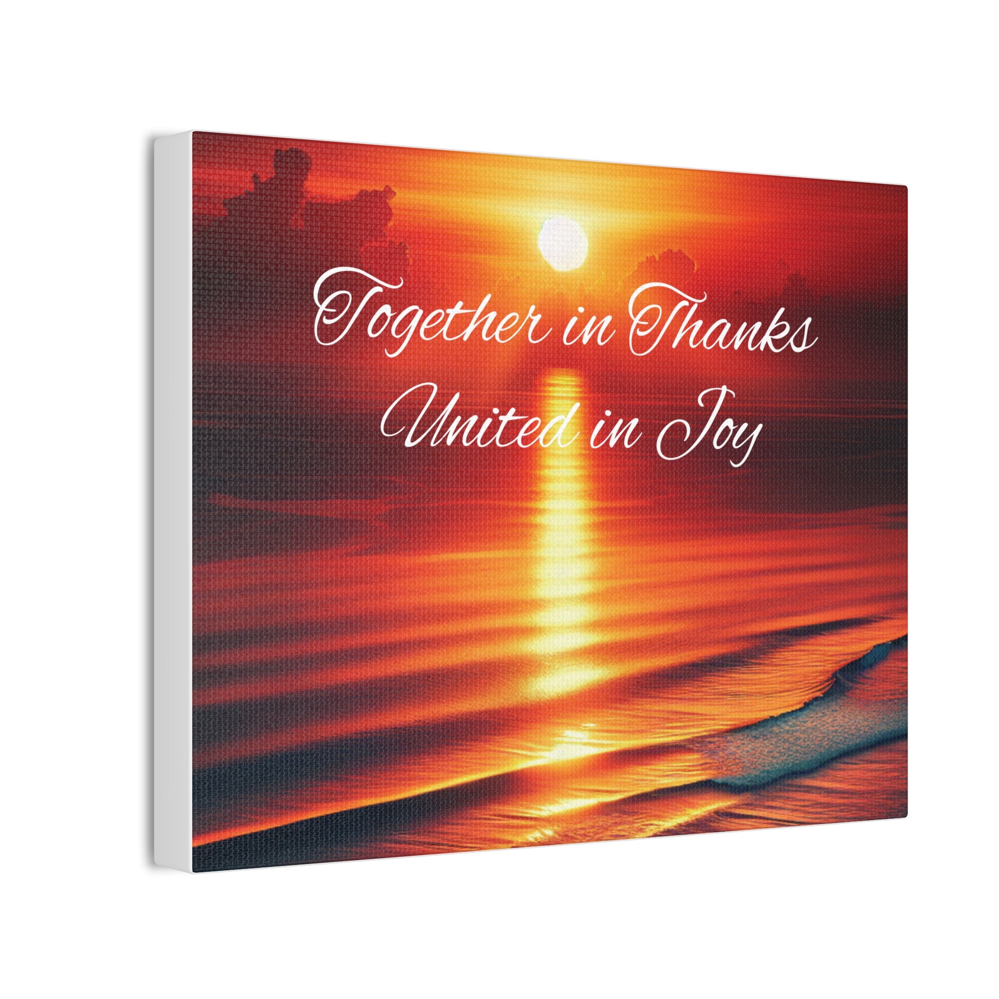 Canvas Wall Art - "Together in Thanks, United in Joy" Sunset Beach Print