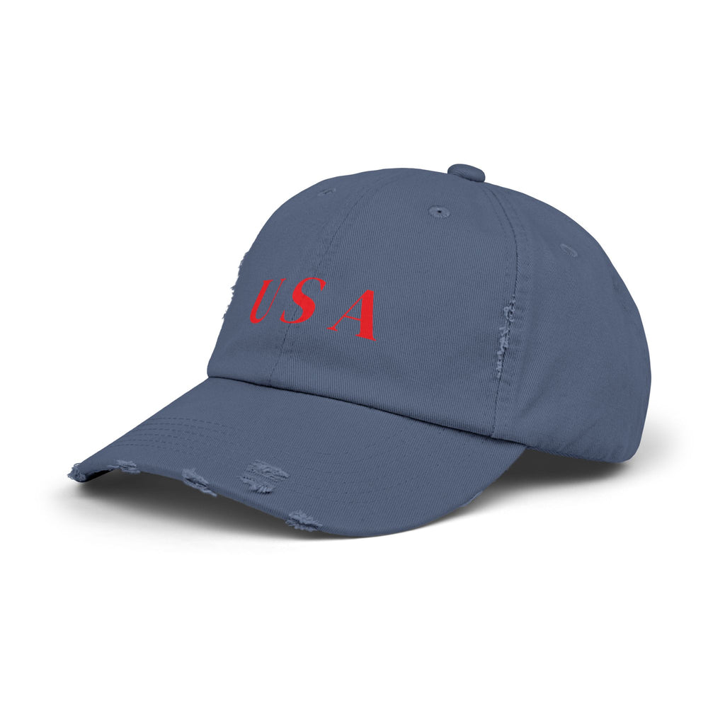 Distressed USA Baseball Cap — Vintage Patriotic Dad Hat