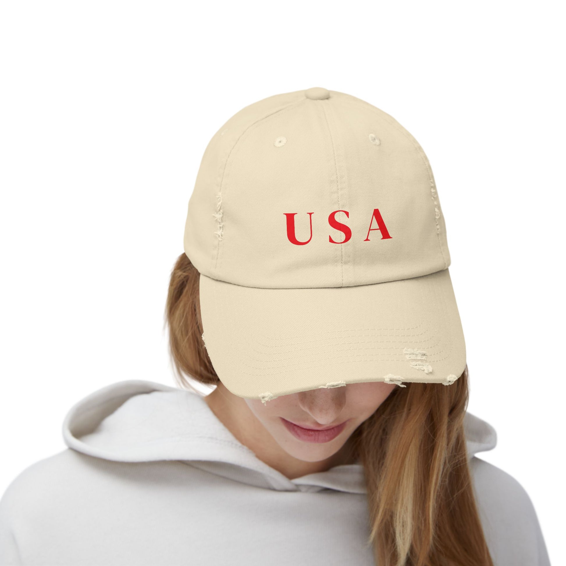 Distressed USA Baseball Cap — Vintage Patriotic Dad Hat