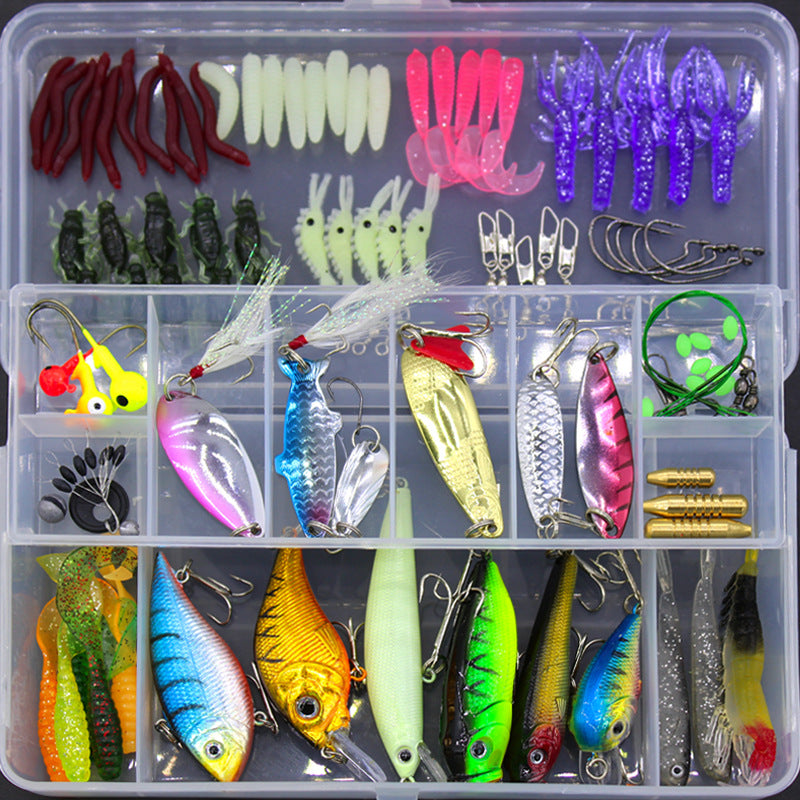 Fishing Gear Gift for the fisherman or women 100 pieces + box set Soft Bait Set