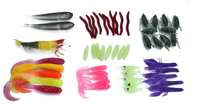 Fishing Gear Gift for the fisherman or women 100 pieces + box set Soft Bait Set