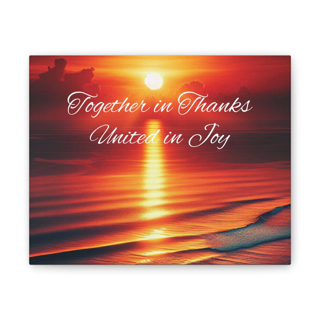Canvas Wall Art - "Together in Thanks, United in Joy" Sunset Beach Print