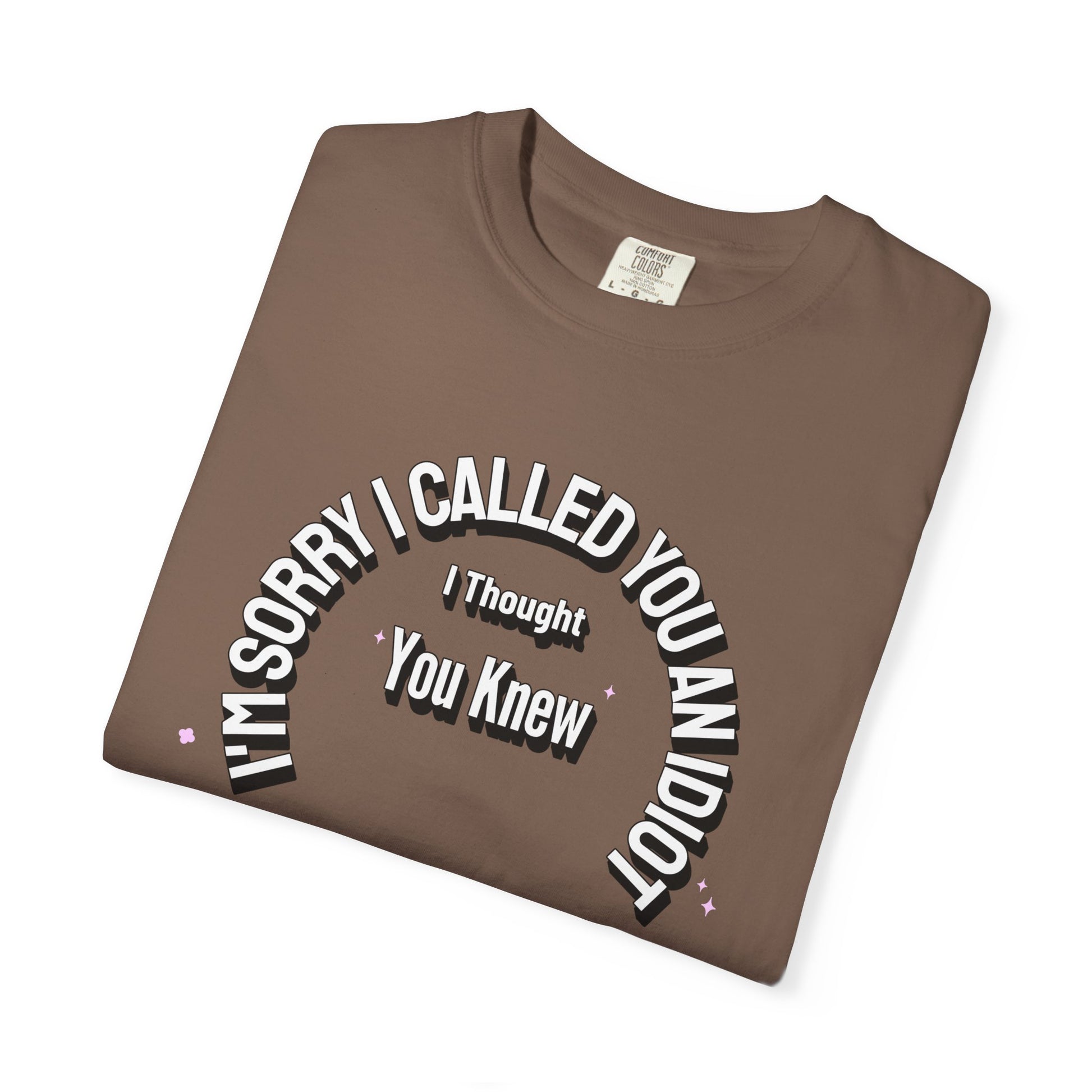 Funny Quirky T-Shirt "I'm Sorry I called you an Idiot I thought you Knew", Funny Quirky T-Shirt for Casual Days, Gifts for Friends, Birthday Humor Tee, Relaxed Fit Shirt, Unisex Graphic Tee