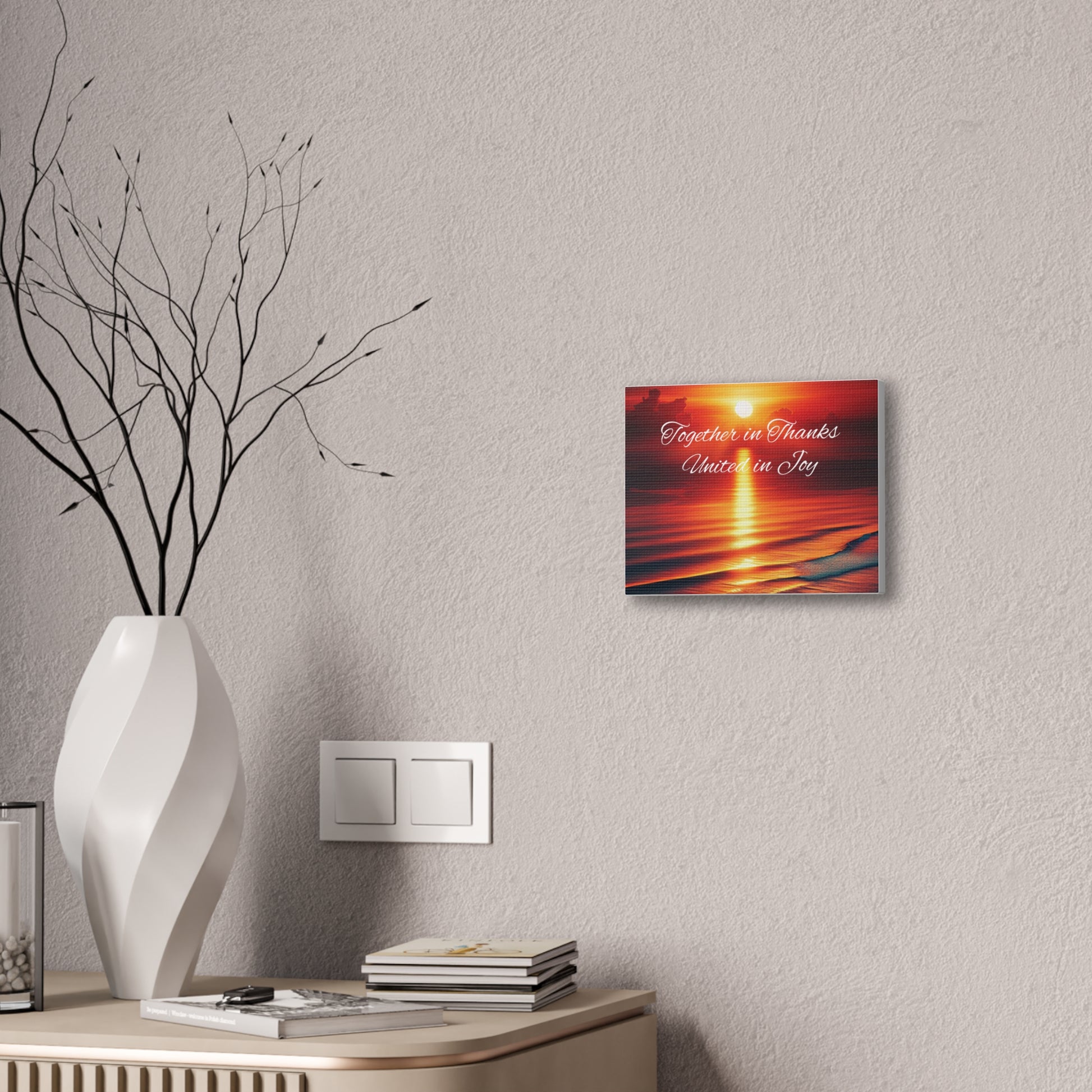 Canvas Wall Art - "Together in Thanks, United in Joy" Sunset Beach Print