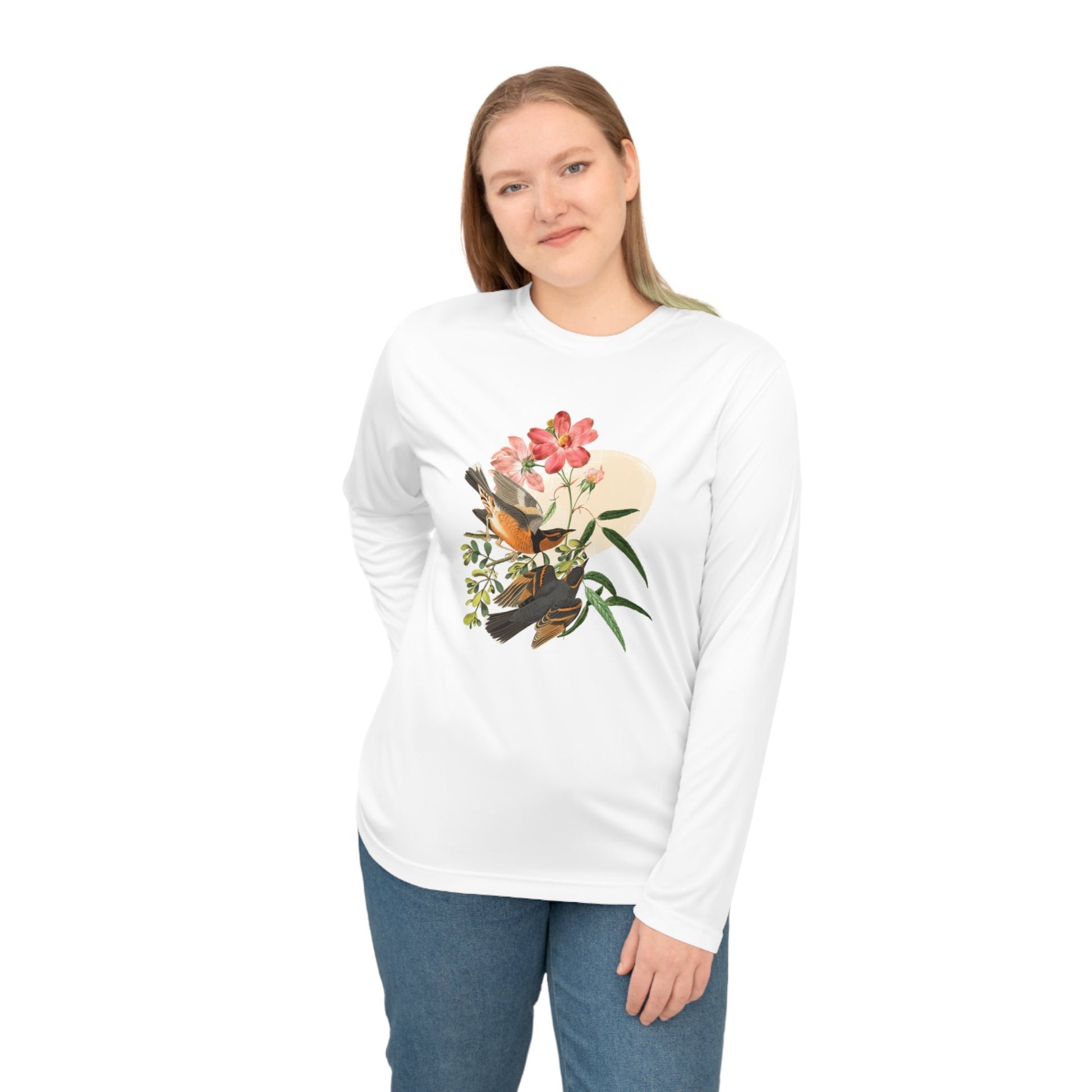Summer Shirt "Birds and Flowers" Unisex Performance Long Sleeve Shirt
