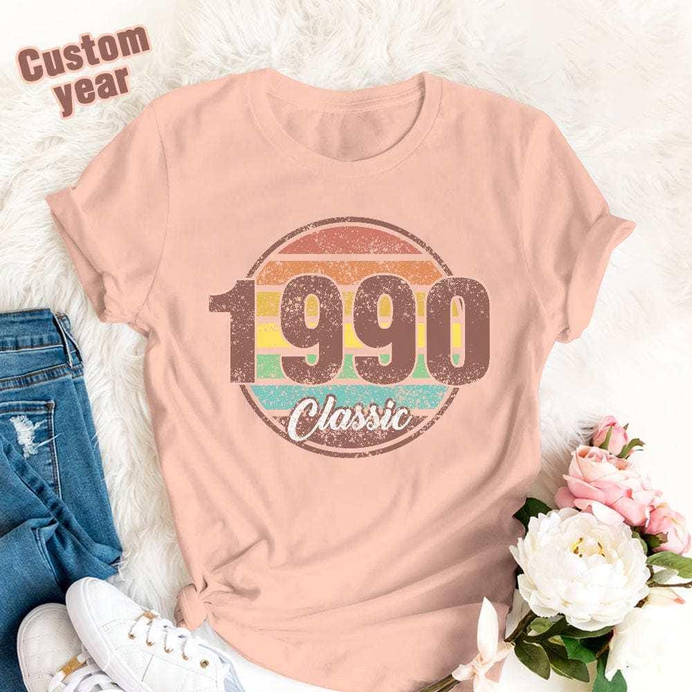 Retro T-Shirt Custom Year Classic Birthday T-Shirt Gifts Fashion Style Back-to-school Gift