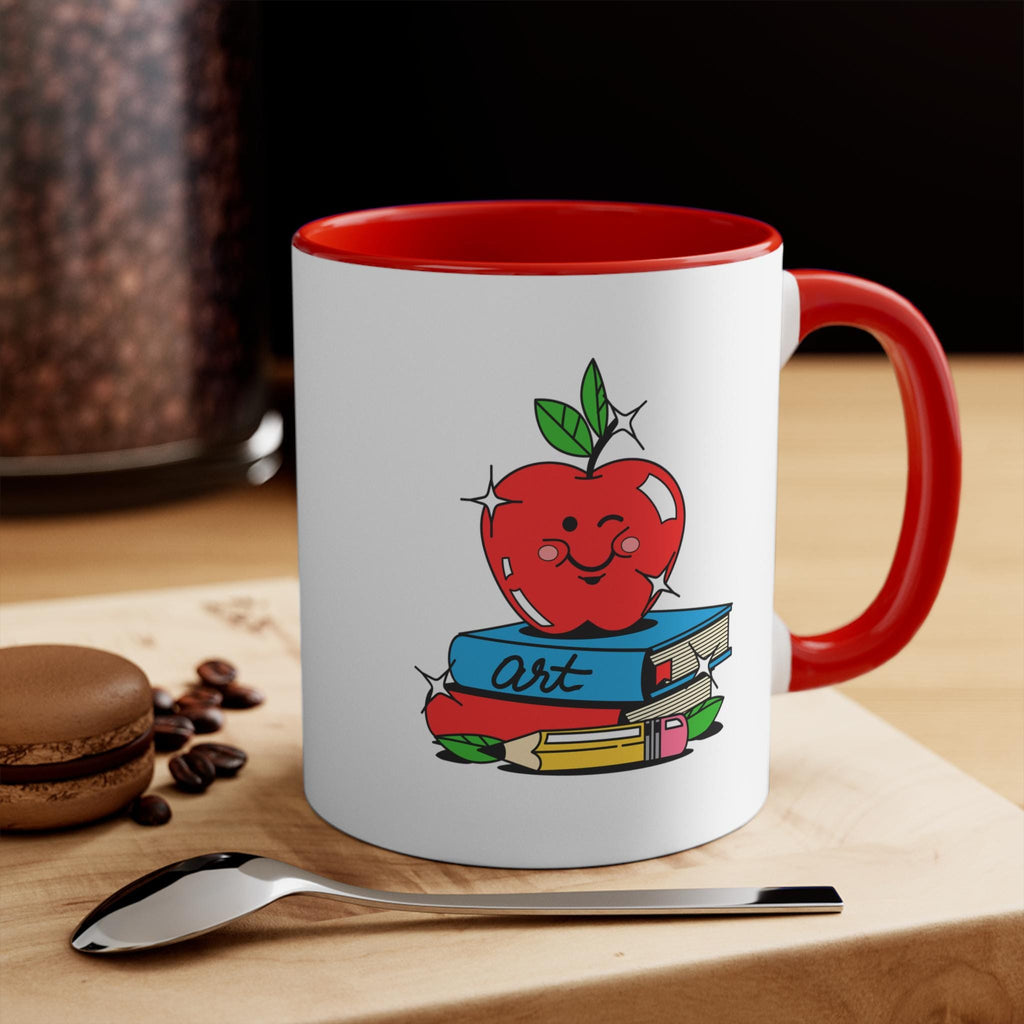 Apple Teacher Gift Mug, Quirky Fun Design, Unique Home Decor, Coffee Lover Gift, Perfect for Birthdays, Ceramic Drinkware