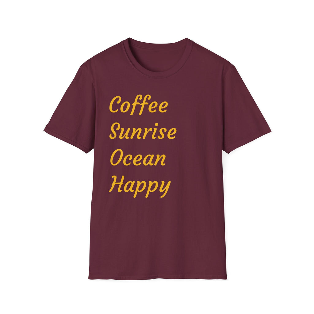 Coffee Sunrise Ocean Happy Unisex Softstyle T-Shirt