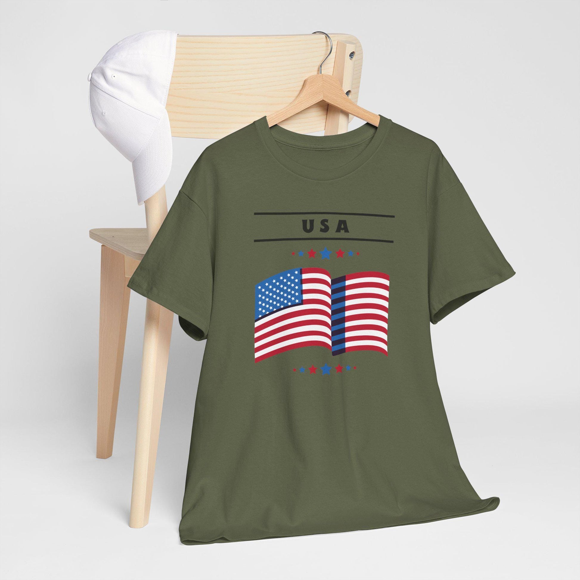 USA Flag Unisex Heavy Cotton Tee | Patriotic Shirt | Independence Day, Memorial Day, Fourth of July, Family Gatherings, Events, 4th of July