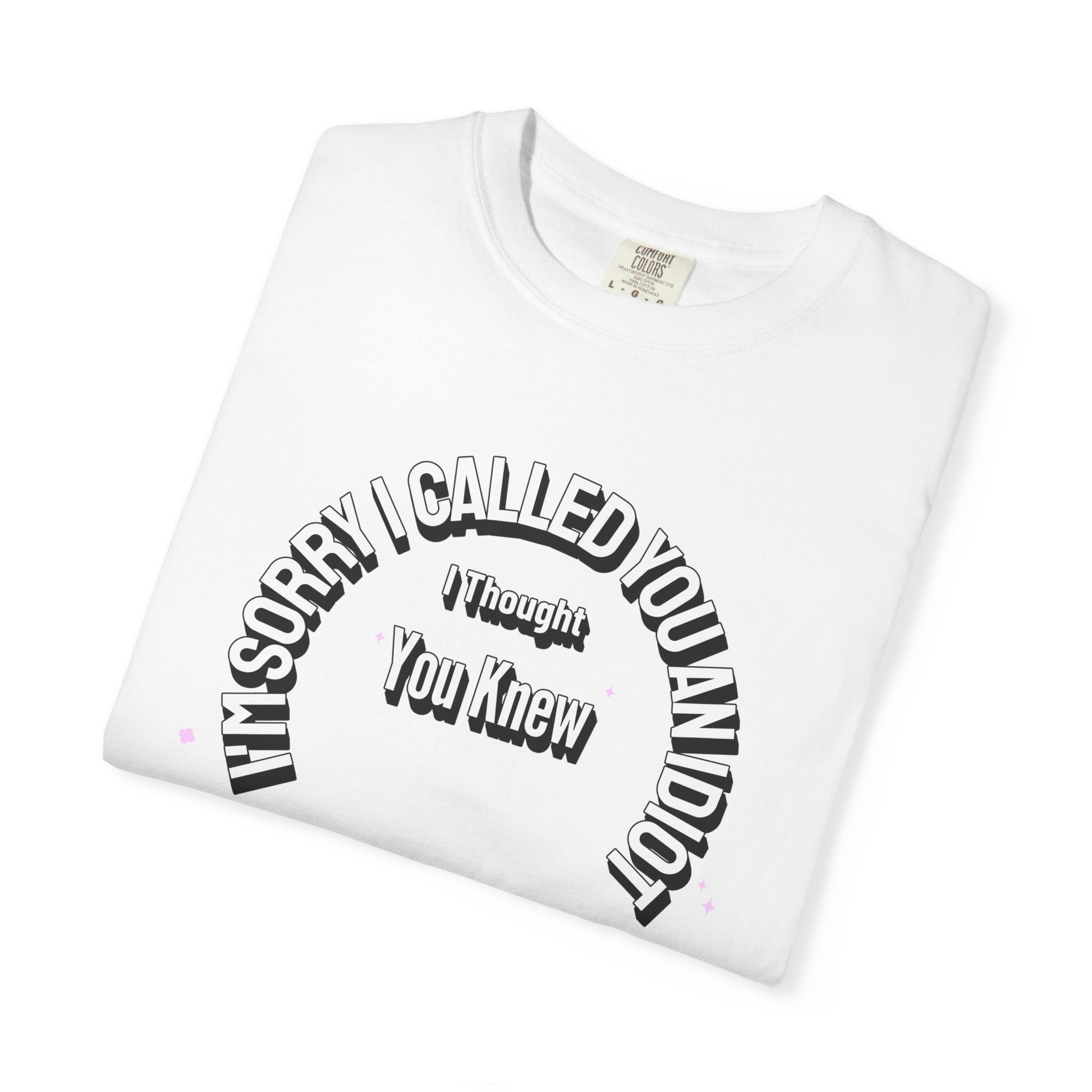 Funny Quirky T-Shirt "I'm Sorry I called you an Idiot I thought you Knew", Funny Quirky T-Shirt for Casual Days, Gifts for Friends, Birthday Humor Tee, Relaxed Fit Shirt, Unisex Graphic Tee