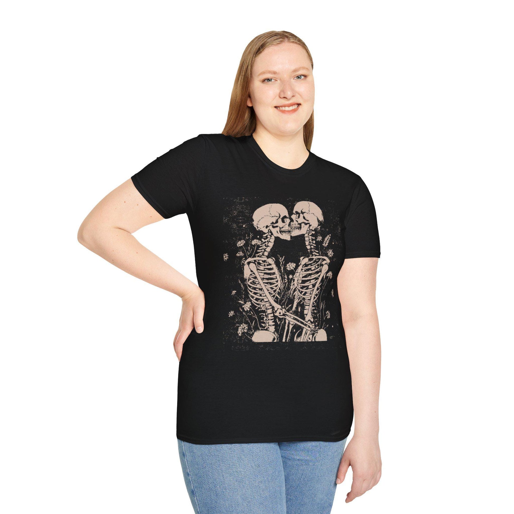 Skeleton Lovers Unisex T-Shirt, Funny Fall Couple Gift Shirt, Halloween Couples Shirts