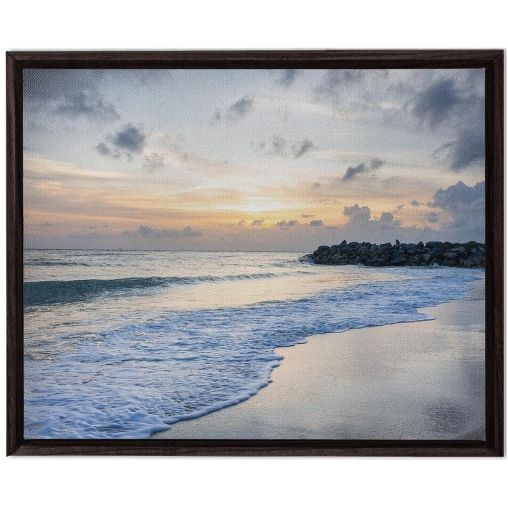 Beach Sunrise Wall Art Framed in Walnut | Coastal Decor, Nautical Print, Ocean Sunset Gift, Bedroom & Living Room Wall Hanging