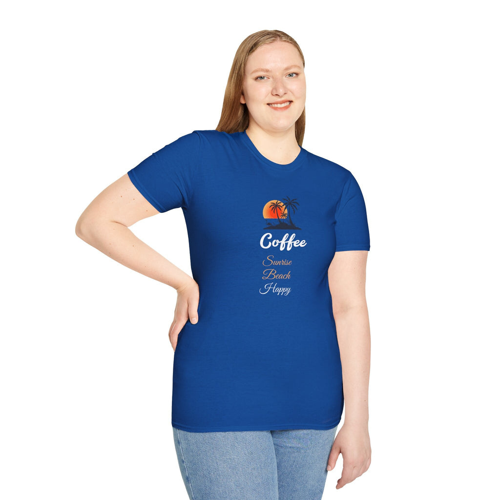 Coffee Sunrise Beach Happy Unisex Softstyle T-Shirt