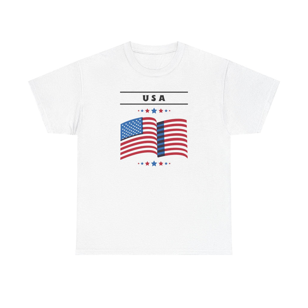 USA Flag Unisex Heavy Cotton Tee | Patriotic Shirt | Independence Day, Memorial Day, Fourth of July, Family Gatherings, Events, 4th of July