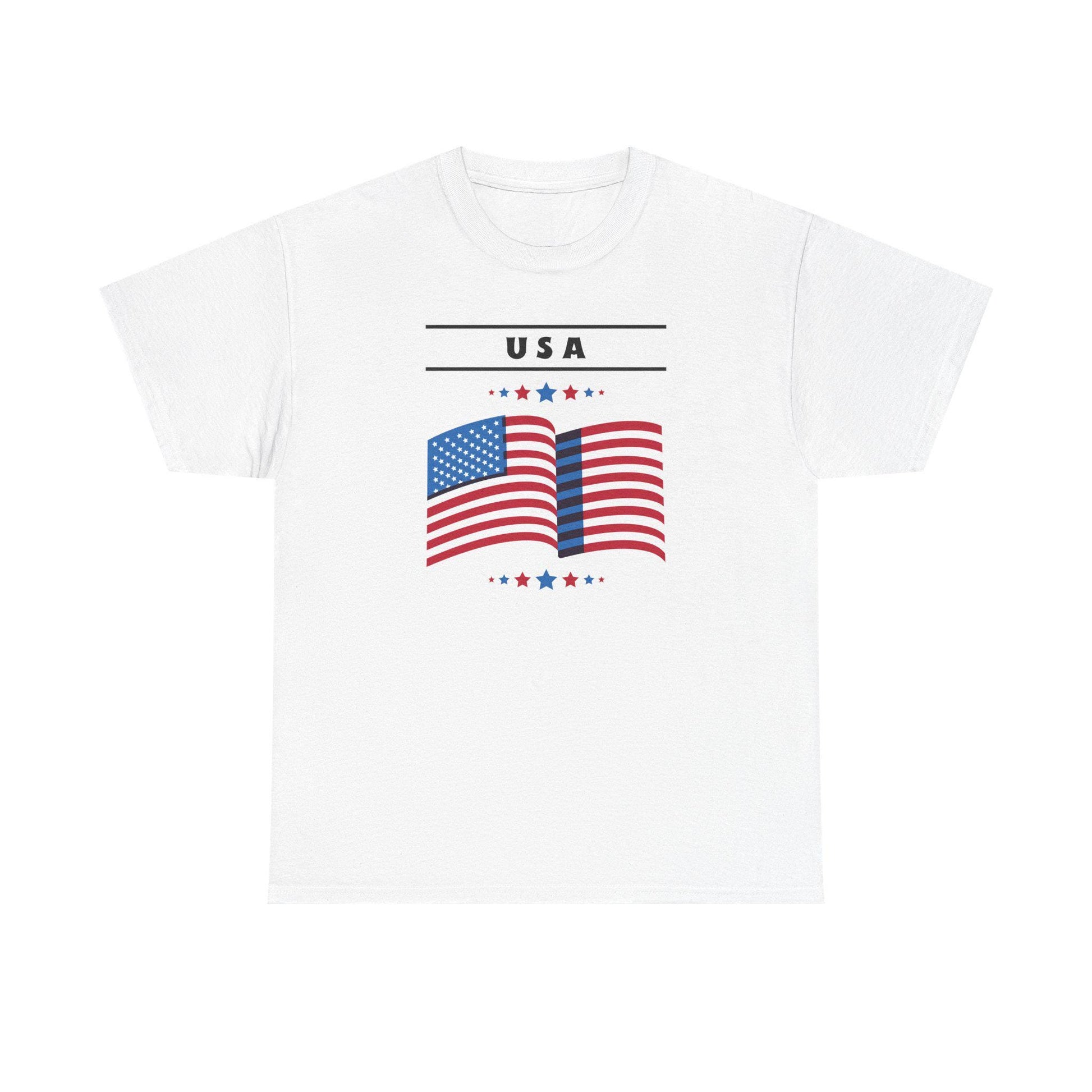 USA Flag Unisex Heavy Cotton Tee | Patriotic Shirt | Independence Day, Memorial Day, Fourth of July, Family Gatherings, Events, 4th of July