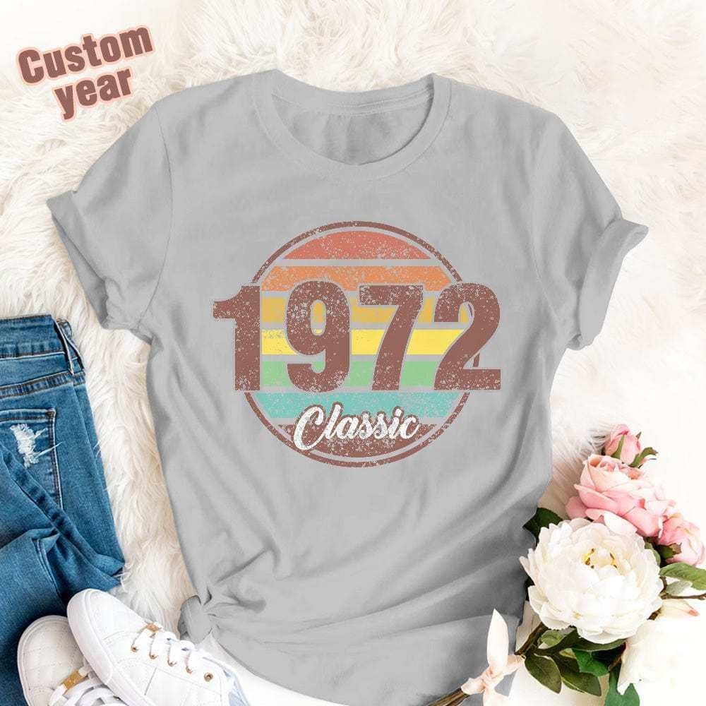 Retro T-Shirt Custom Year Classic Birthday T-Shirt Gifts Fashion Style Back-to-school Gift