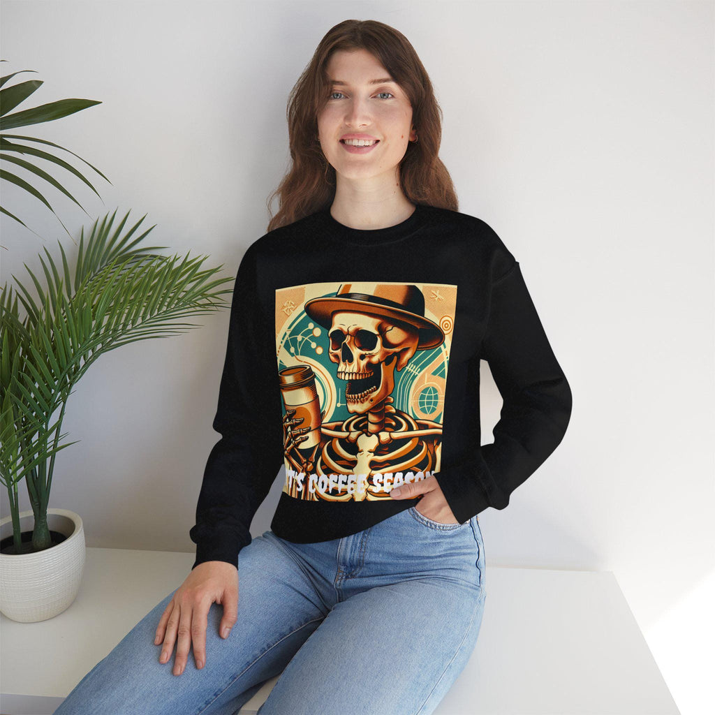 Skeleton Coffee Cup Sweatshirt, Halloween Skull Coffee Lover Pullover, Halloween Coffee Cup Sweatshirt, Spooky Coffee Cup Sweater, Halloween