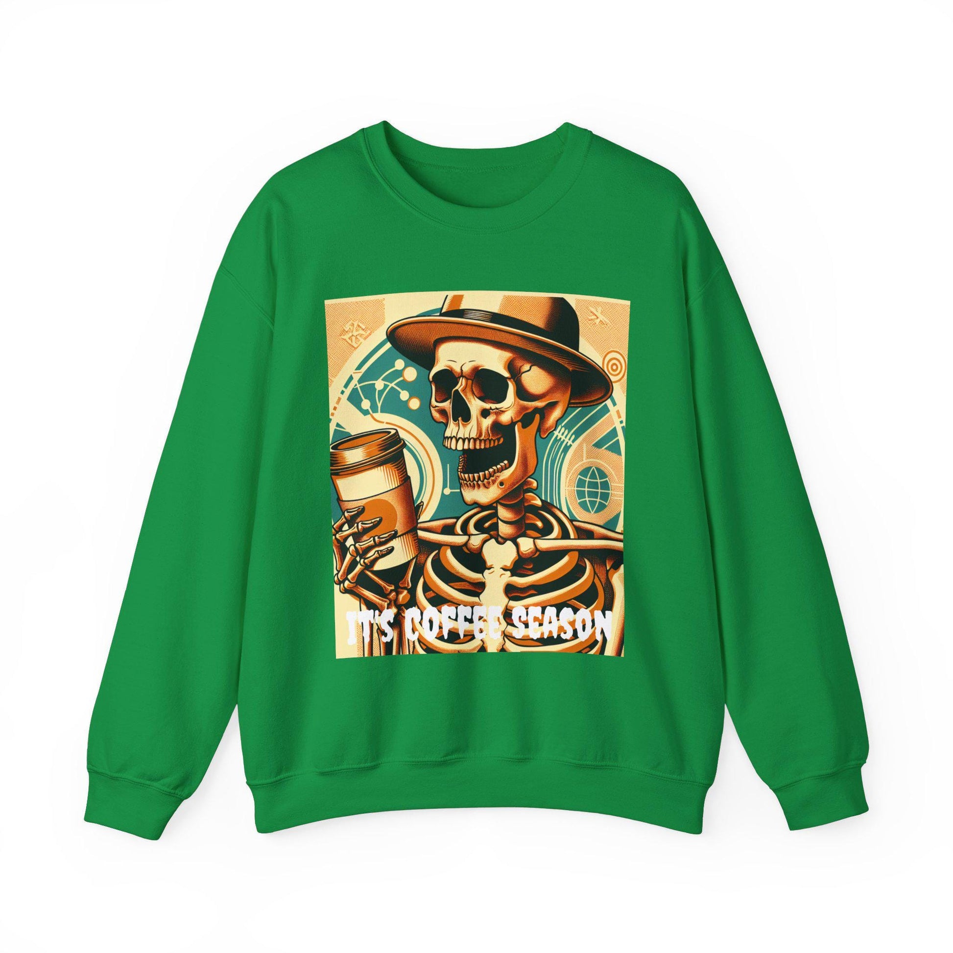 Skeleton Coffee Cup Sweatshirt, Halloween Skull Coffee Lover Pullover, Halloween Coffee Cup Sweatshirt, Spooky Coffee Cup Sweater, Halloween