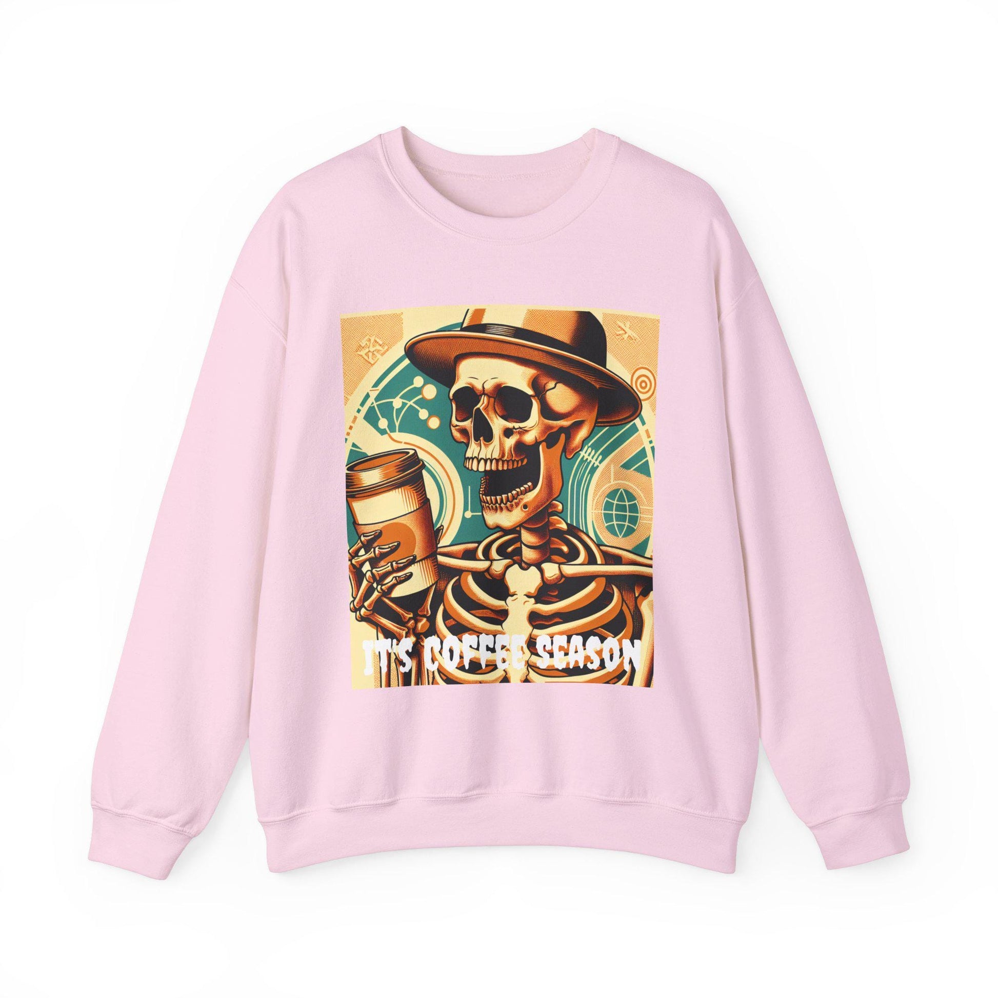 Skeleton Coffee Cup Sweatshirt, Halloween Skull Coffee Lover Pullover, Halloween Coffee Cup Sweatshirt, Spooky Coffee Cup Sweater, Halloween