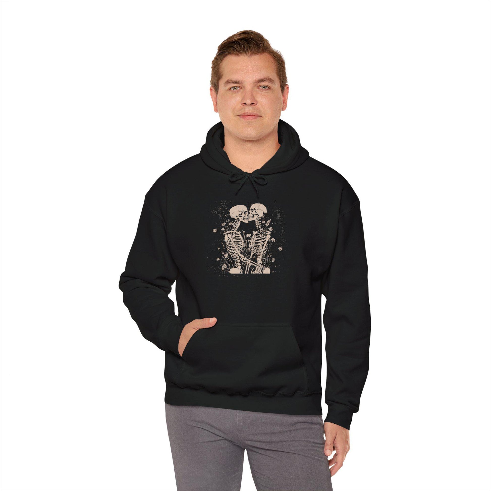Skeleton Lovers Hoodie Sweatshirt, Funny Fall Couple Gift Shirt, Matching His and Hers Sweaters, Halloween Jumper, Spooky Skeleton