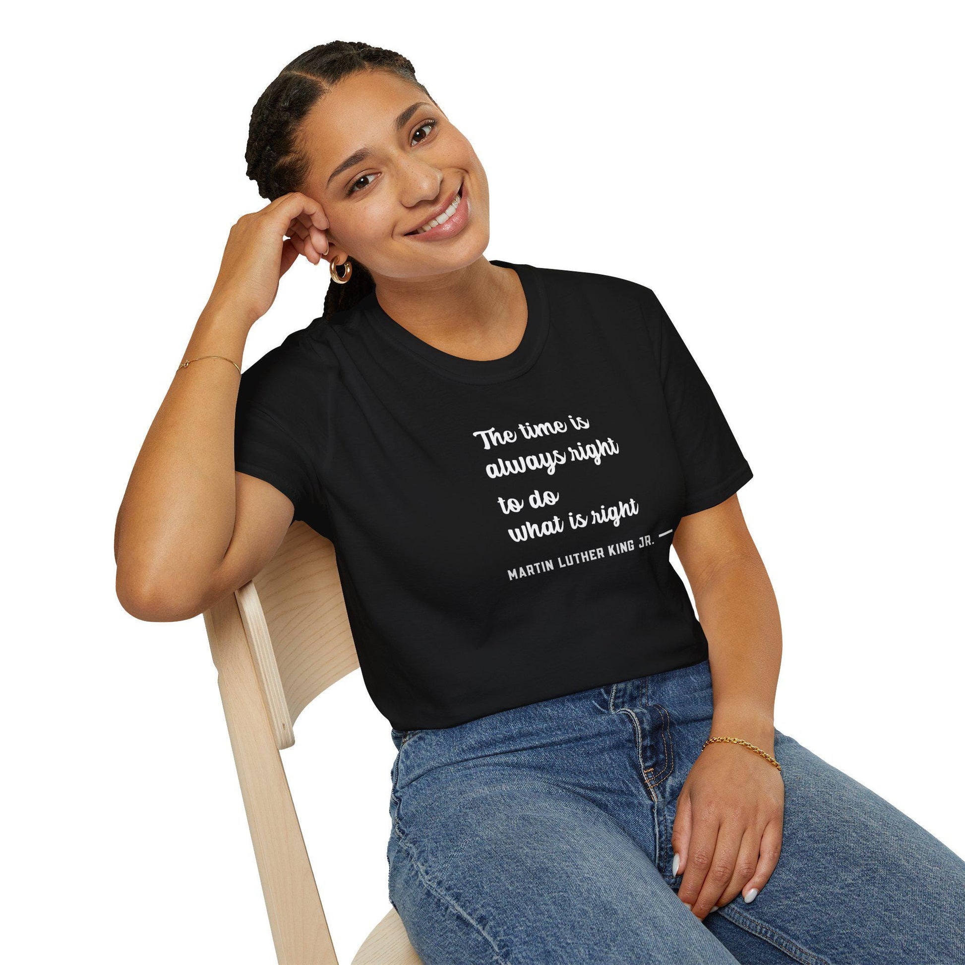 MLK Quote T-Shirt, Inspirational Tee, Unisex Softstyle Shirt, Black Gift Apparel, Casual Wear