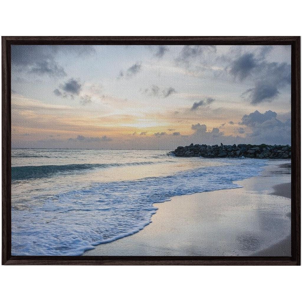 Beach Sunrise Wall Art Framed in Walnut | Coastal Decor, Nautical Print, Ocean Sunset Gift, Bedroom & Living Room Wall Hanging