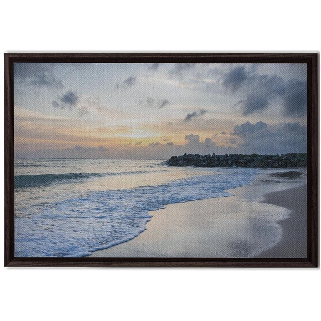 Beach Sunrise Wall Art Framed in Walnut | Coastal Decor, Nautical Print, Ocean Sunset Gift, Bedroom & Living Room Wall Hanging