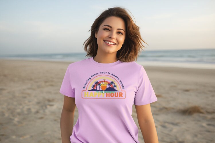 Cruise T-Shirt, Cruise Vacation Humor, Gift for cruise, "Every Hour is Happy Hour" T-shirt