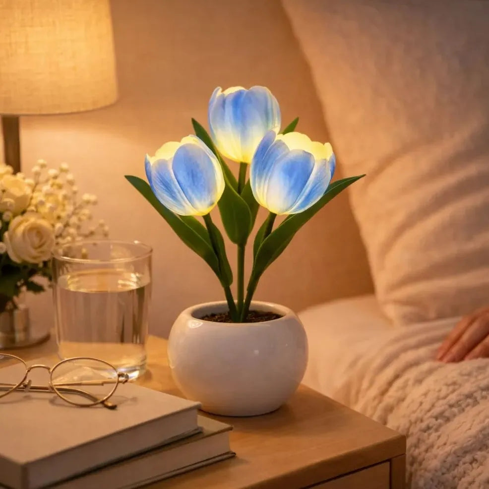 LED Tulip Night Light Dimmable Plug-in Romantic Flower Lamp Artificial Bloom... Gift