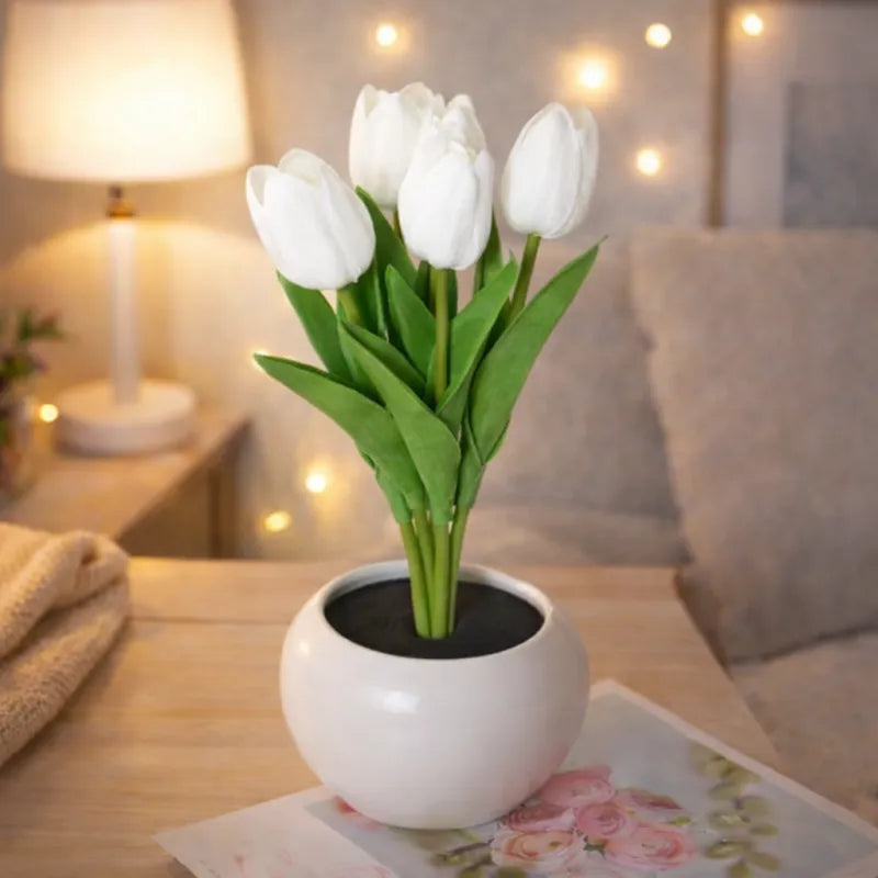 LED Tulip Night Light Dimmable Plug-in Romantic Flower Lamp Artificial Bloom... Gift