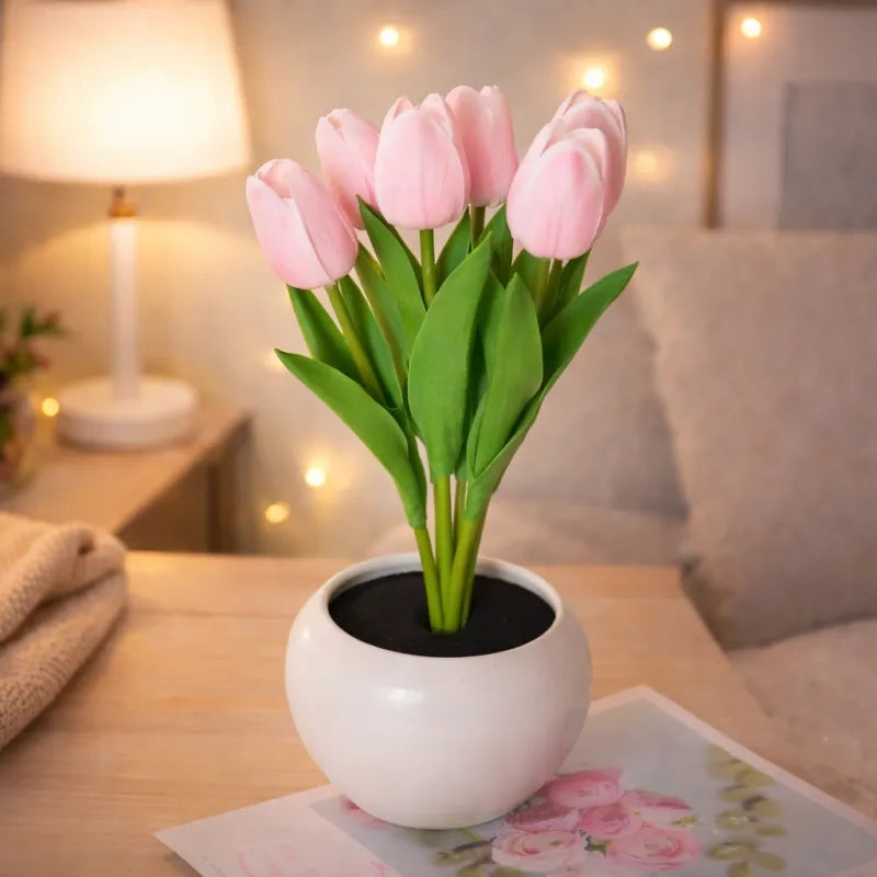 LED Tulip Night Light Dimmable Plug-in Romantic Flower Lamp Artificial Bloom... Gift