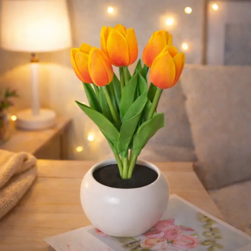 LED Tulip Night Light Dimmable Plug-in Romantic Flower Lamp Artificial Bloom... Gift