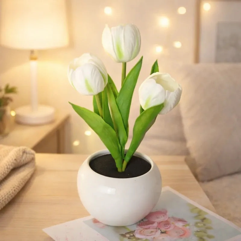 LED Tulip Night Light Dimmable Plug-in Romantic Flower Lamp Artificial Bloom... Gift