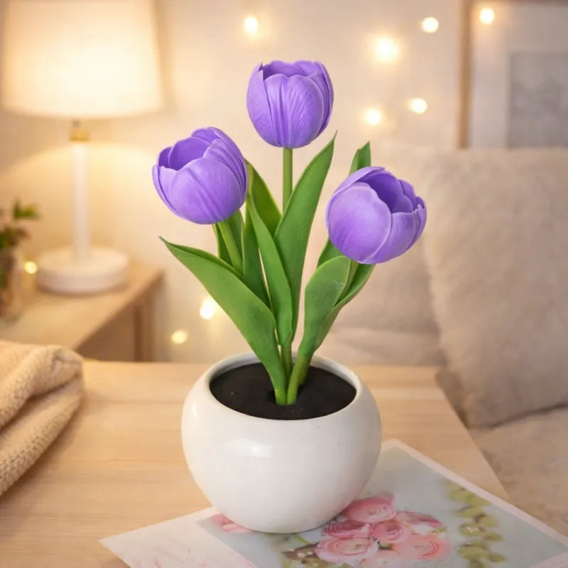 LED Tulip Night Light Dimmable Plug-in Romantic Flower Lamp Artificial Bloom... Gift