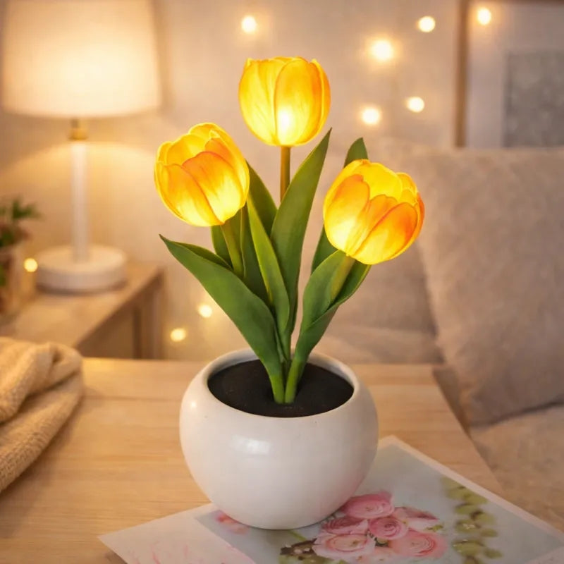 LED Tulip Night Light Dimmable Plug-in Romantic Flower Lamp Artificial Bloom... Gift
