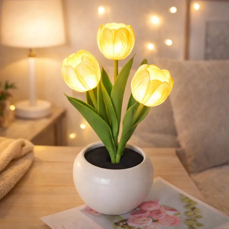 LED Tulip Night Light Dimmable Plug-in Romantic Flower Lamp Artificial Bloom... Gift