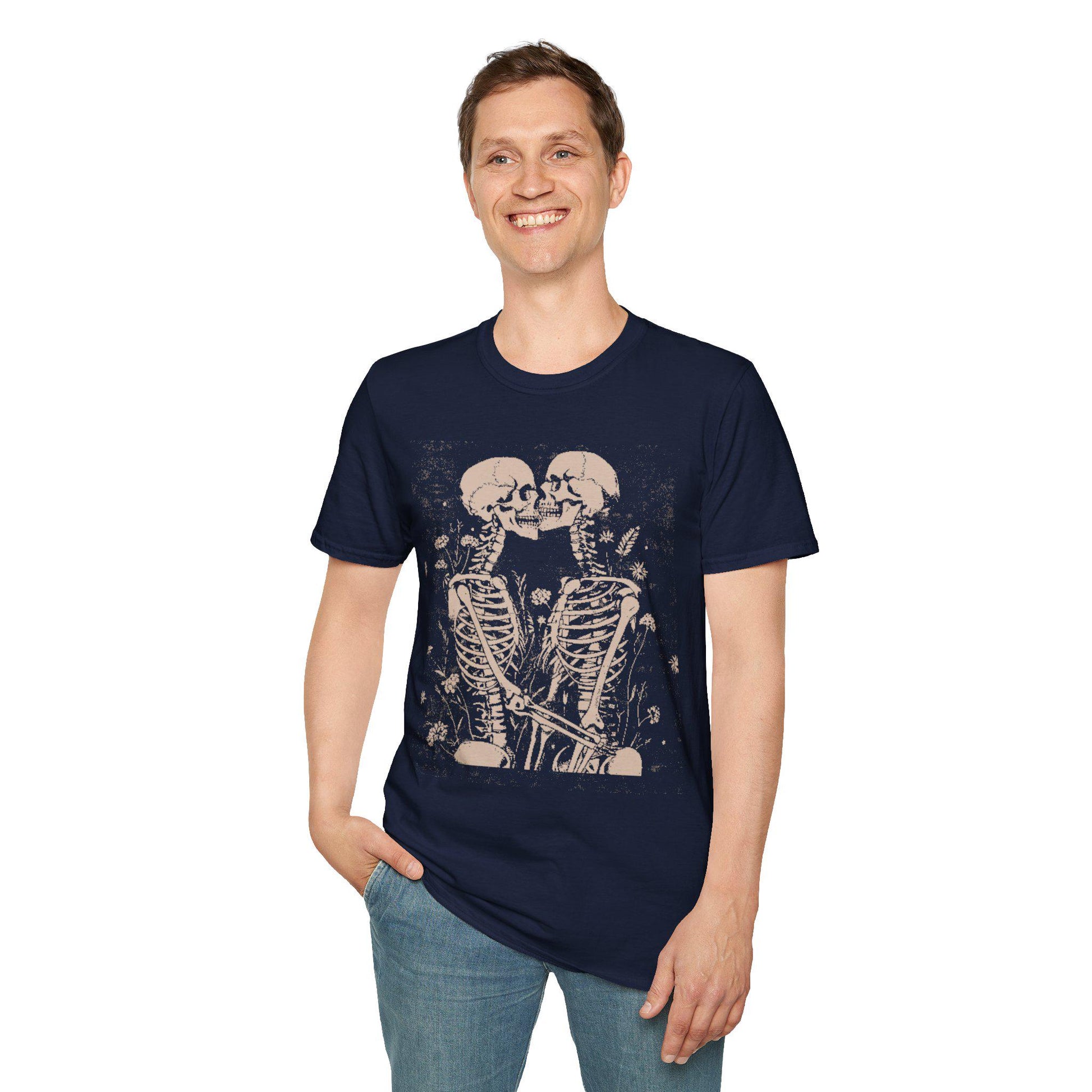 Skeleton Lovers Unisex T-Shirt, Funny Fall Couple Gift Shirt, Halloween Couples Shirts
