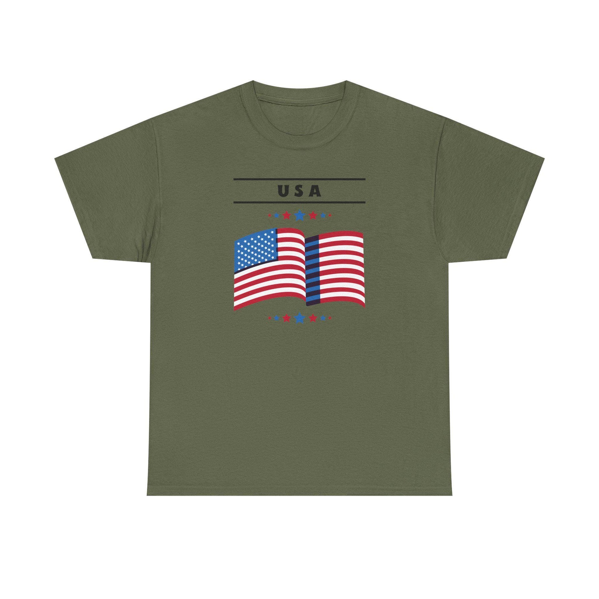 USA Flag Unisex Heavy Cotton Tee | Patriotic Shirt | Independence Day, Memorial Day, Fourth of July, Family Gatherings, Events, 4th of July