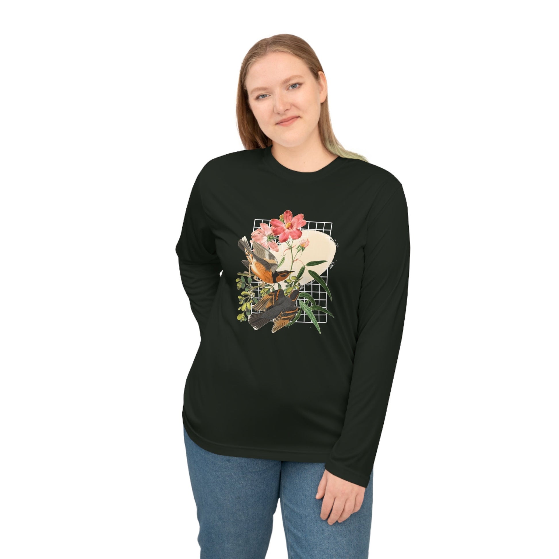 Summer Shirt "Birds and Flowers" Unisex Performance Long Sleeve Shirt