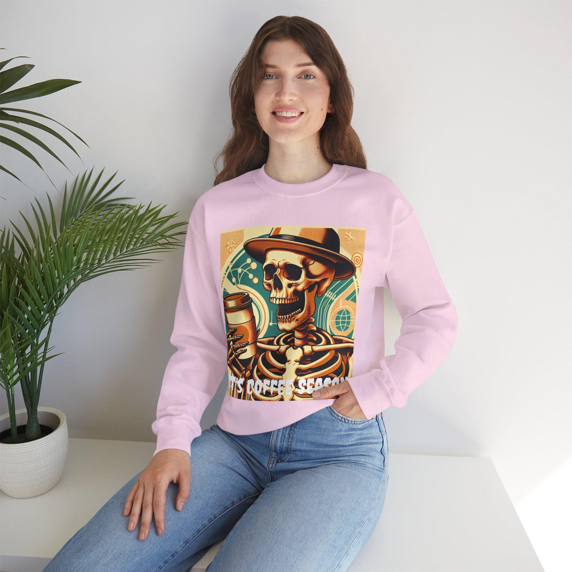 Skeleton Coffee Cup Sweatshirt, Halloween Skull Coffee Lover Pullover, Halloween Coffee Cup Sweatshirt, Spooky Coffee Cup Sweater, Halloween