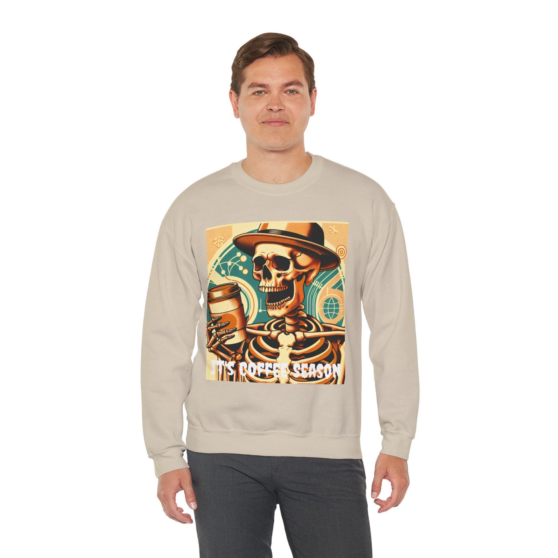 Skeleton Coffee Cup Sweatshirt, Halloween Skull Coffee Lover Pullover, Halloween Coffee Cup Sweatshirt, Spooky Coffee Cup Sweater, Halloween