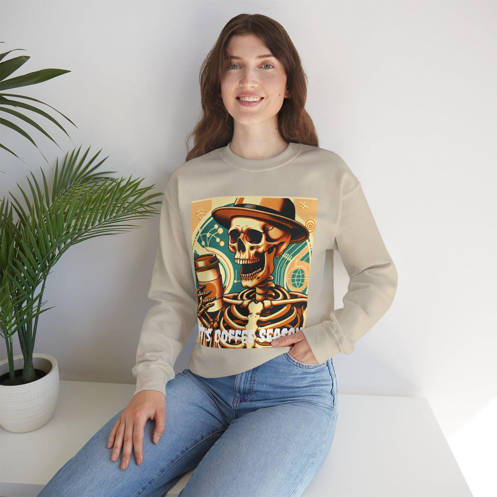 Skeleton Coffee Cup Sweatshirt, Halloween Skull Coffee Lover Pullover, Halloween Coffee Cup Sweatshirt, Spooky Coffee Cup Sweater, Halloween