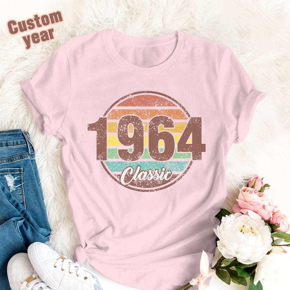 Retro T-Shirt Custom Year Classic Birthday T-Shirt Gifts Fashion Style Back-to-school Gift