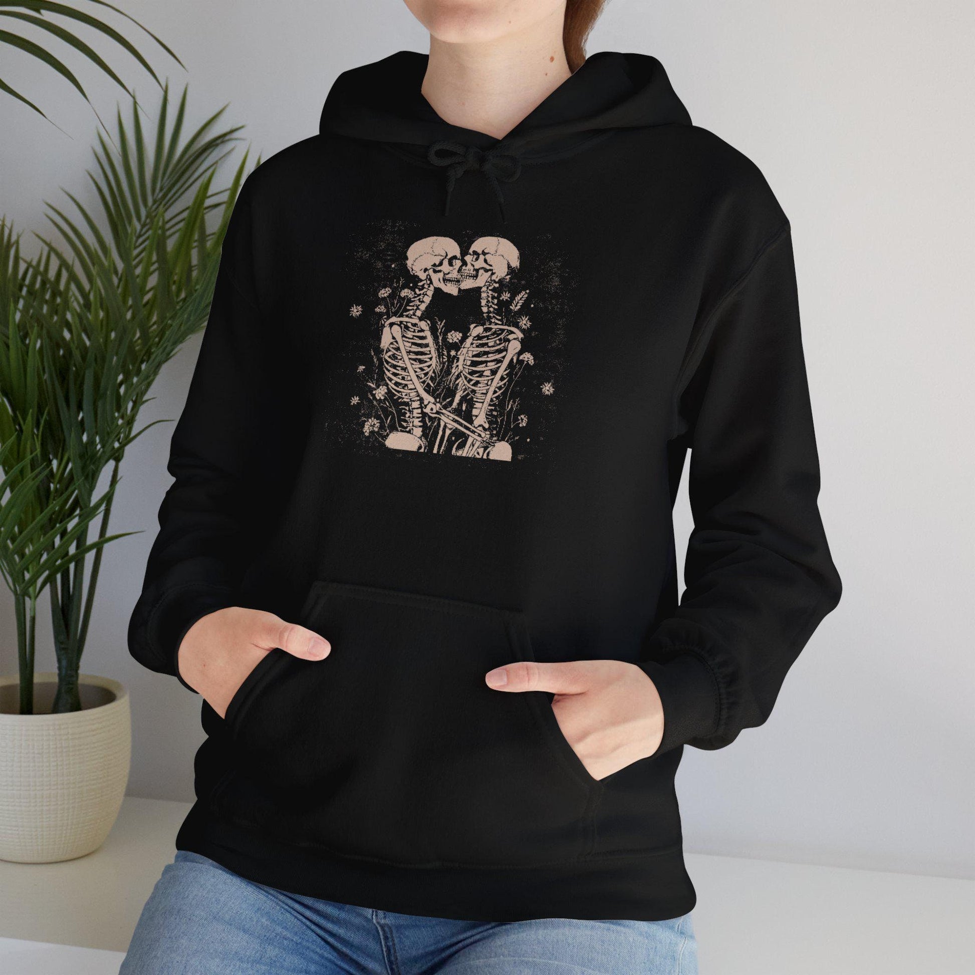 Skeleton Lovers Hoodie Sweatshirt, Funny Fall Couple Gift Shirt, Matching His and Hers Sweaters, Halloween Jumper, Spooky Skeleton