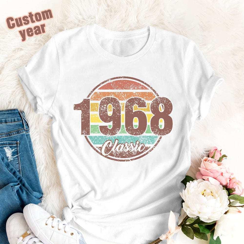 Retro T-Shirt Custom Year Classic Birthday T-Shirt Gifts Fashion Style Back-to-school Gift
