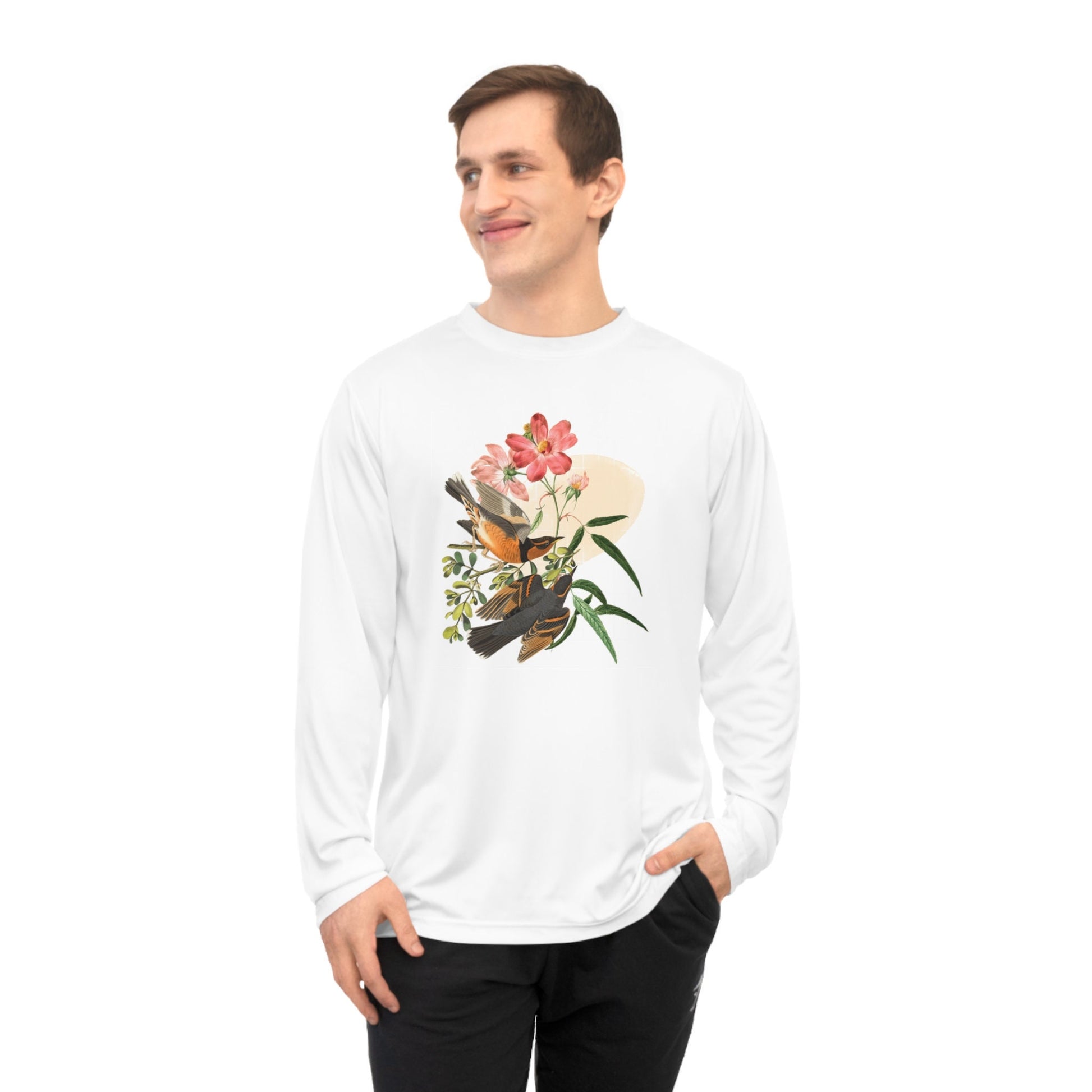 Summer Shirt "Birds and Flowers" Unisex Performance Long Sleeve Shirt